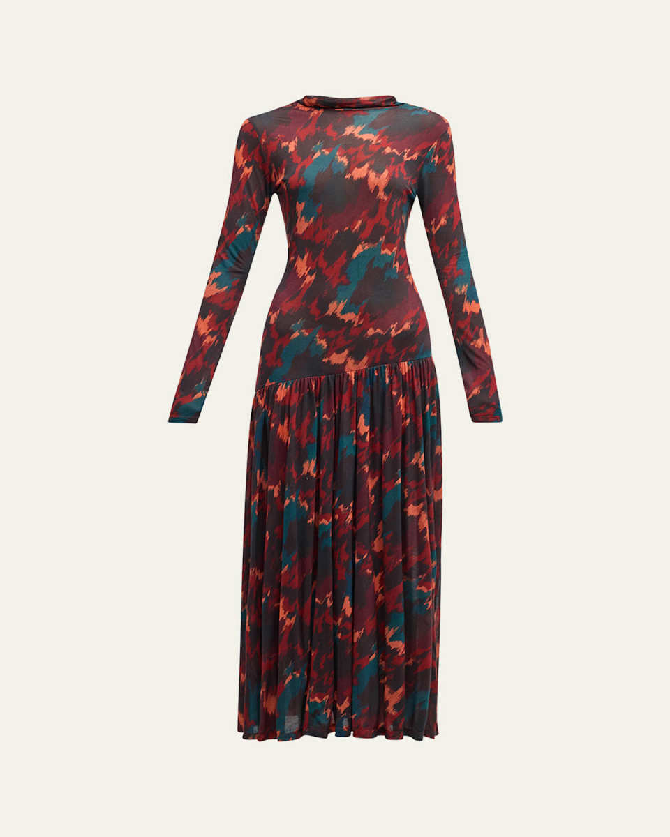 Fernanda Printed Long-Sleeve Maxi Dress